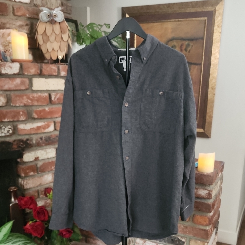 Duluth Trading Co Charcoal Free Swinging Flannel Button-Up Shirt